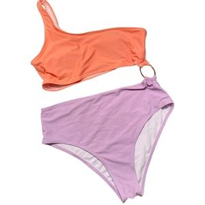 SHEIN Purple/Salmon Split one piece size L